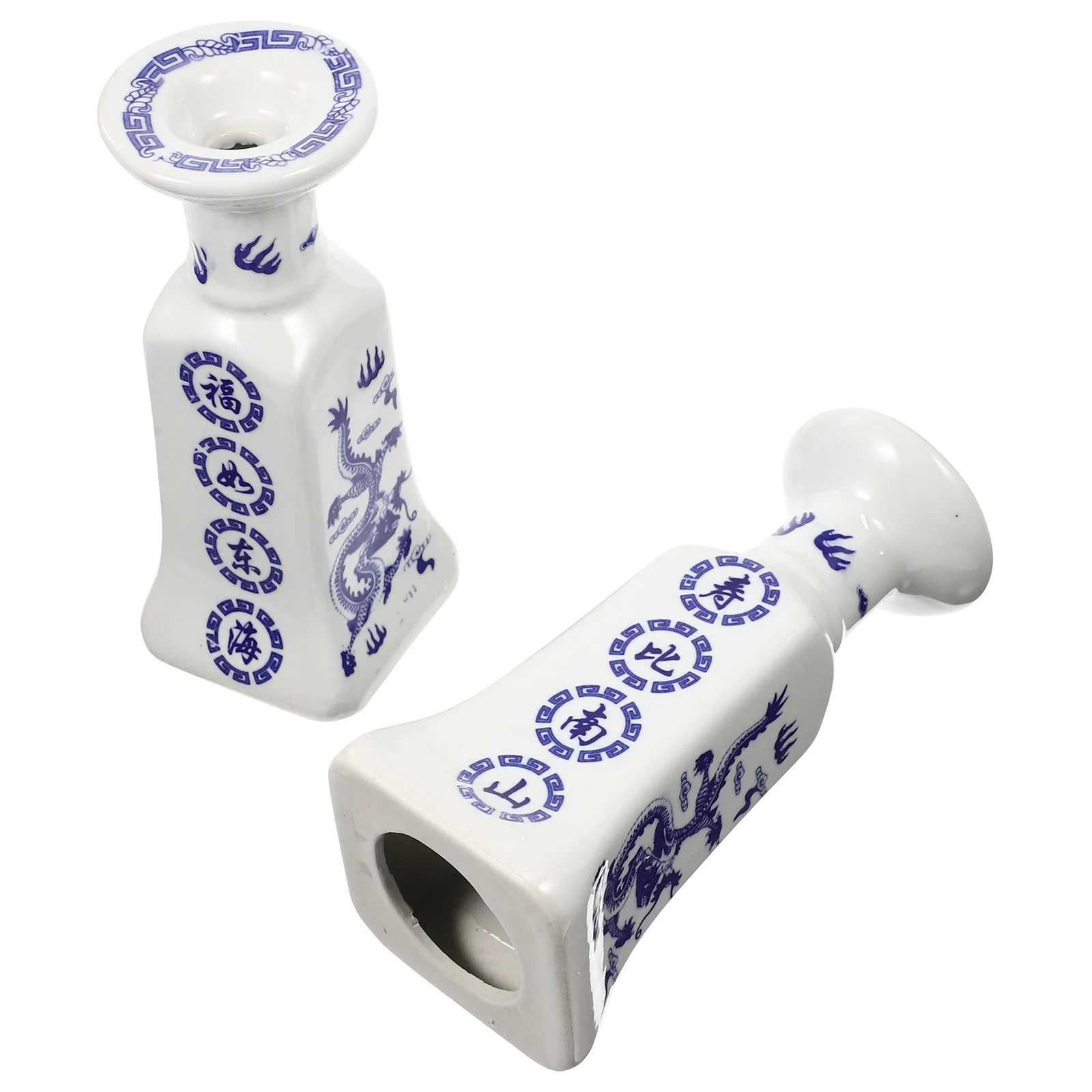 

2Pcs Jingdezhen Ceramic Holders Worship Supplies Retro Style Offer Stand Vintage Home Decoration Candleholder
