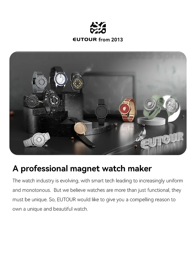 EUTOUR Desain Asli Jam Tangan Magnetik Tanpa Tali Wanita Ringkas Ringan Mewah Niche Quartz Jam Tangan Wanita