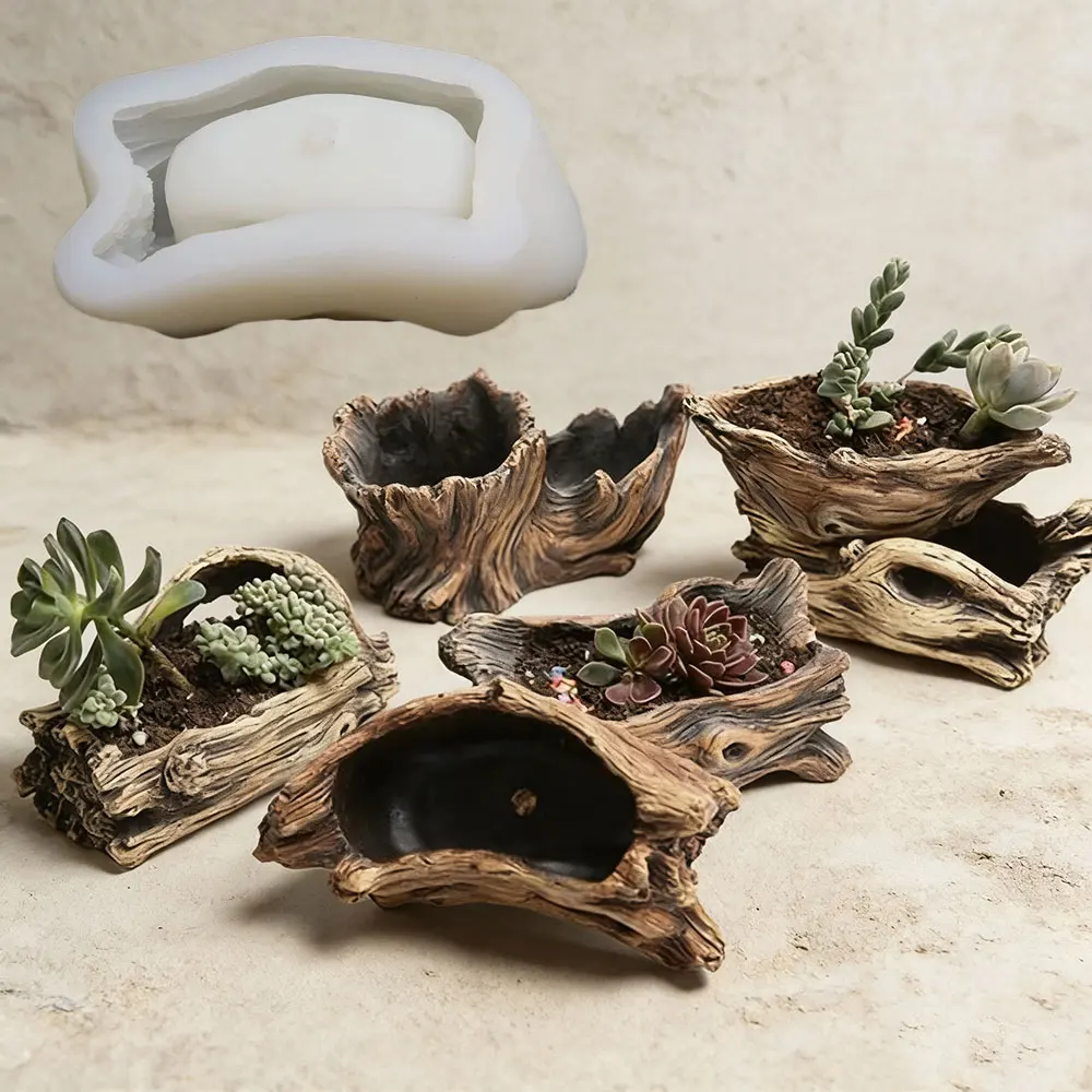 

Силиконовая форма для бетонных кашпо в виде пней деревьев, для цемента и гипса, для суккулентов, рустик-декор для дома, садовые поделки