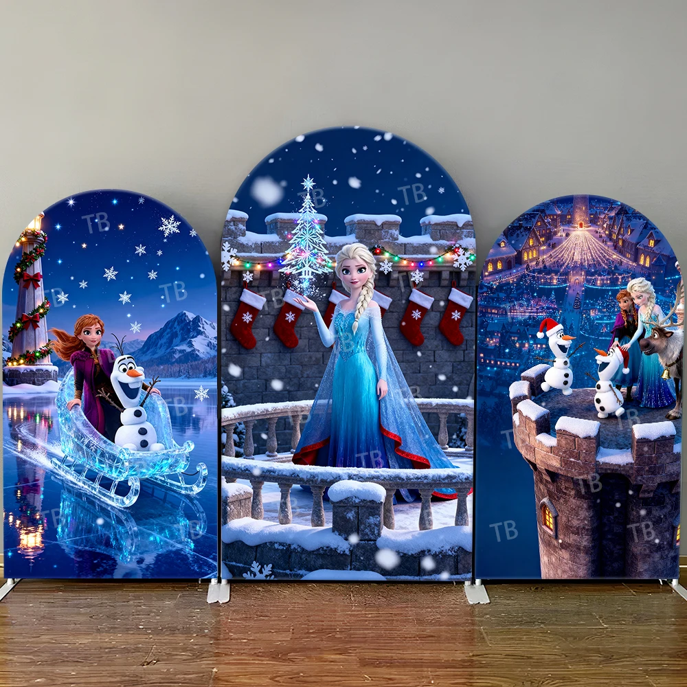 

Disney Frozen Christmas Arch Backdrop Cover Elsa Anna Olaf Tree Socks Festive Photo Booth Props for Parties & Home Decoration