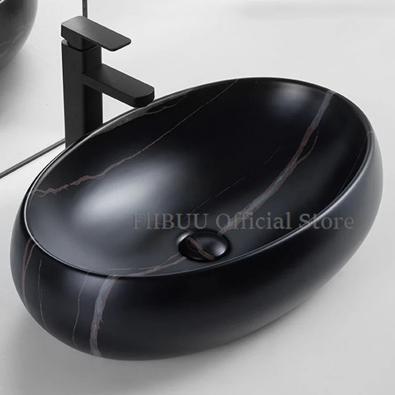 

Ceramic Bathroom Vessel Sink Bowl Above Counter Single Sink Bowl Lavatory Wash Hand Basin Countertop Wash Basin Porcelain Retro