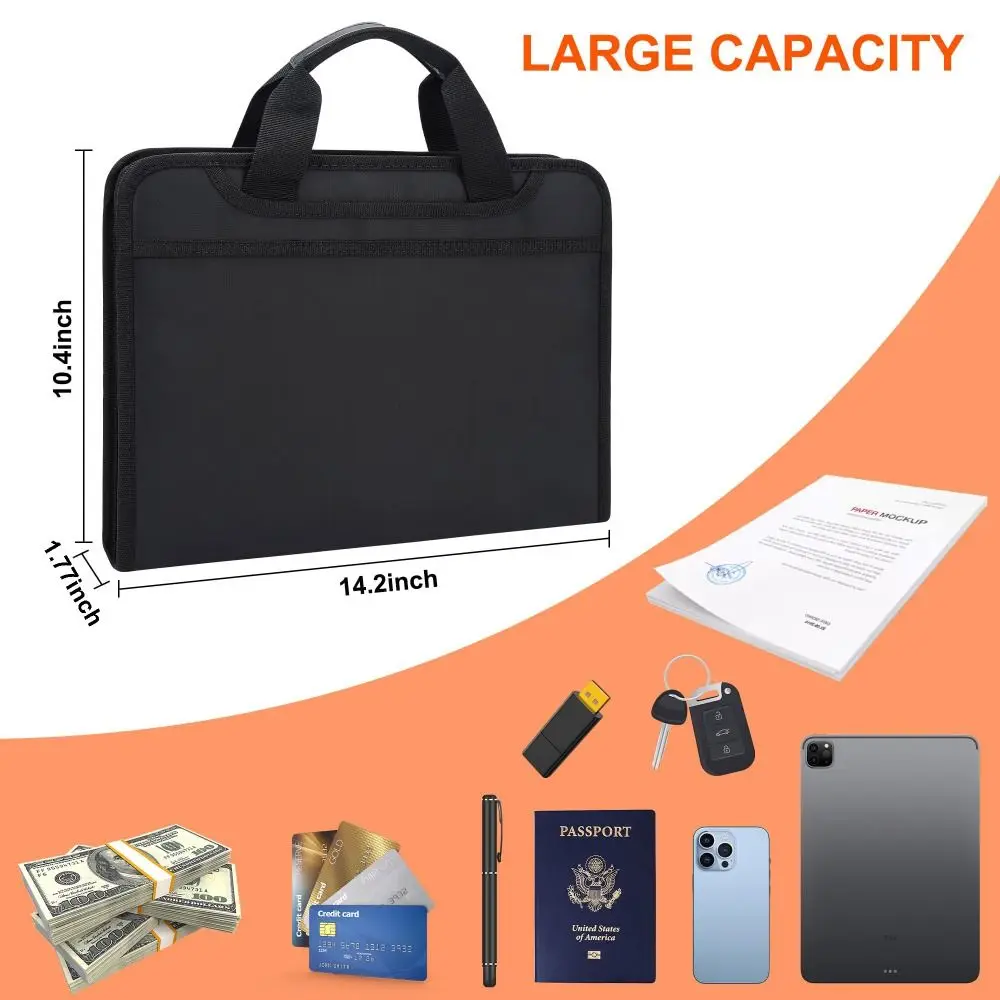 Fireproof File Organizer Colorful Tabs Zipper Closure Expanding File Folder Water Resistant 13 Pocket Accordion Folder Base