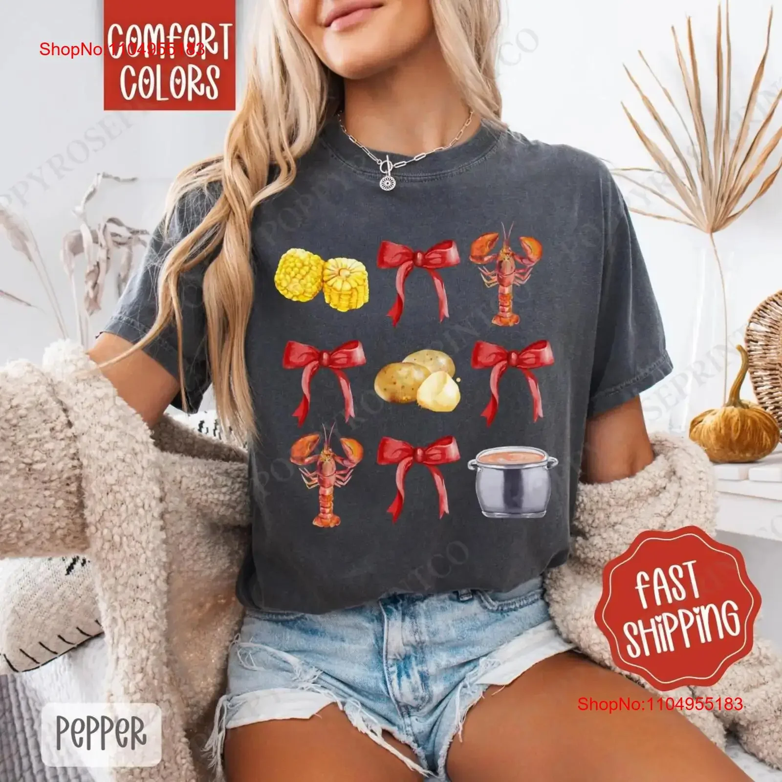 

Женская футболка с кокеткой в виде раков, милая футболка с бантом Марди Гра, Фестиваль Луизианы, винтажная, растянутая, унисекс, мягкая, слегка