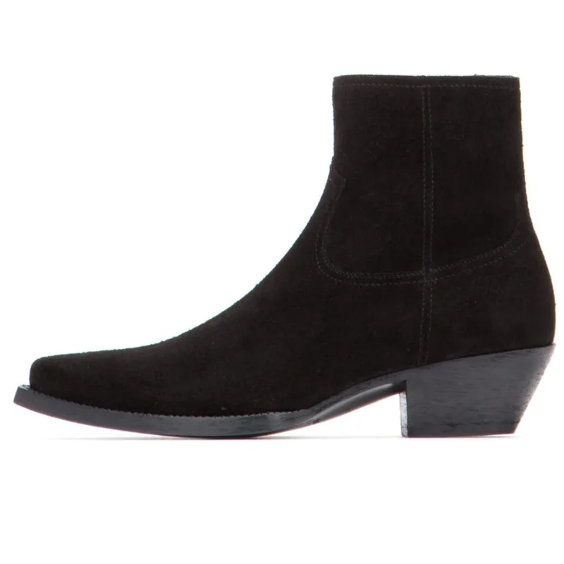 

Men Chelsea Boots Pointed Leather High Top Zipper Business Men Boots