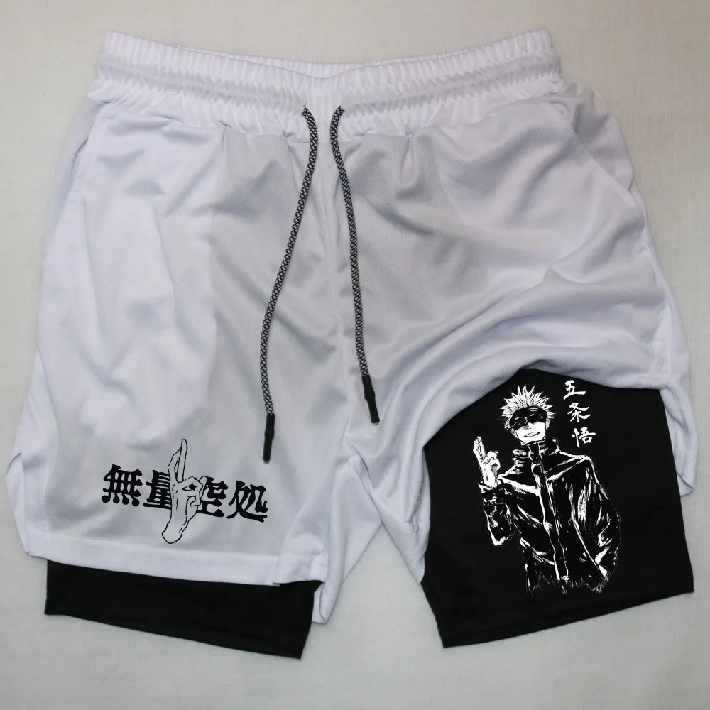 Anime Gym Shorts for Men Gojo Performance Shorts Summer Sports Fitness Workout Jogging Short Pants