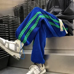 Men's Sweatpants Striped Autumn and Winter Plain Trousers Male Sports Pants Straight Draped Korean Popular Clothes Comfortable