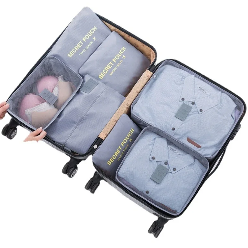 6 Pcs Travel Bag Organizer Cubes Set Cases Portable Large Capacity Luggage Clothes Shoe Tidy Pouch Folding Clothing Underwear