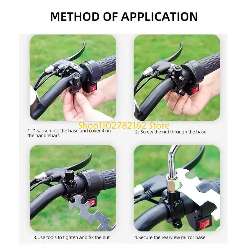 547B Pack of 2 Handlebar Rearview Mount Clamp 8mm/10mm Thread Motorbike 7/8