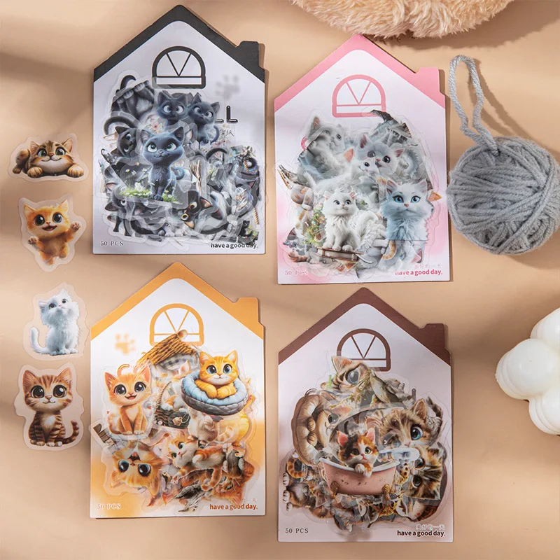 50pcs/lot Kawaii Stationery Stickers Meow Meow Doll Diary Planner Decorative Mobile Sticker Scrapbooking DIY Craft Sticker