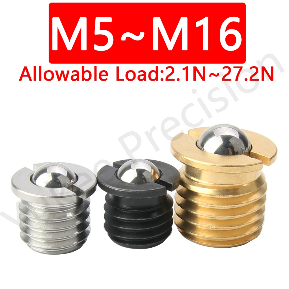 YK413 Hight Quality Slotted Spring Ball Plunger M5~M16 Brass/Carbon Steel/Stainless Steel Set Bolt With Flange Positioning Ball