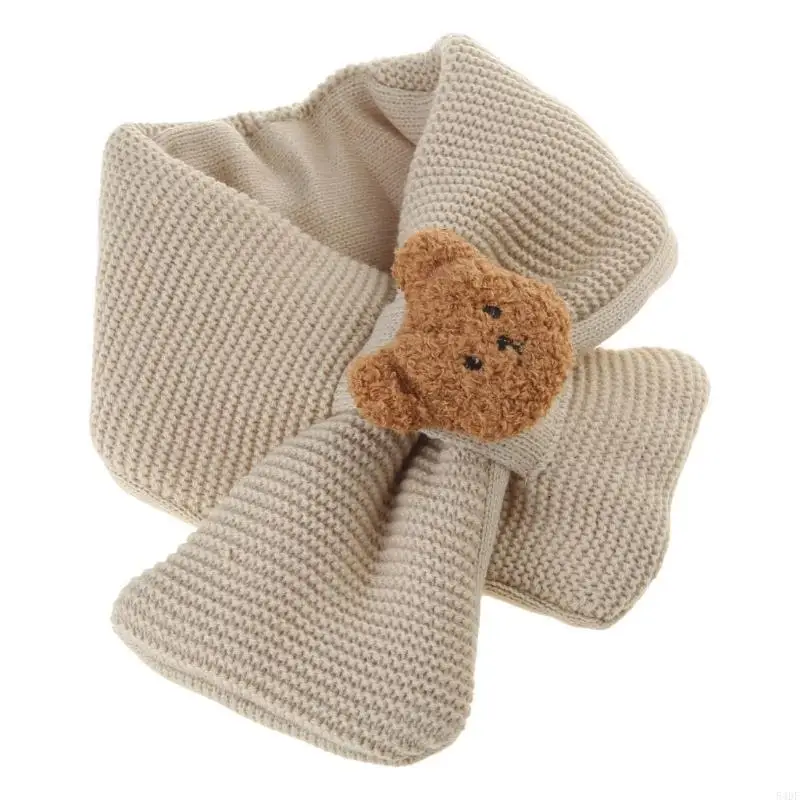 54DF Soft Wool Scarf for Kids Boys Girls Neckerchief Traveling Scarf Thicken Neck Cover Warm Winter Scarves Bear Scarf