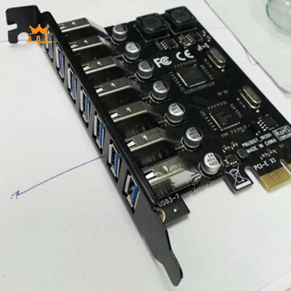 

A08E-USB 3.0 PCI Express Adapter PCI E To 7 Ports USB 3 Expansion Adapter Card USB3 Pcie PCI-E X1 Controller Converter