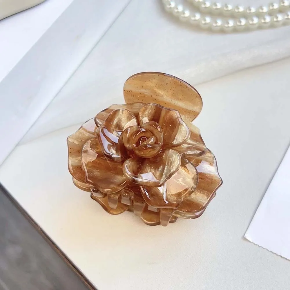 أنيقة كاميليا مشبك شعر الكورية نمط التدرج اللون زهرة القرش كليب مقاوم للماء Hairgrip حمض الخليك مشبك شعر النساء