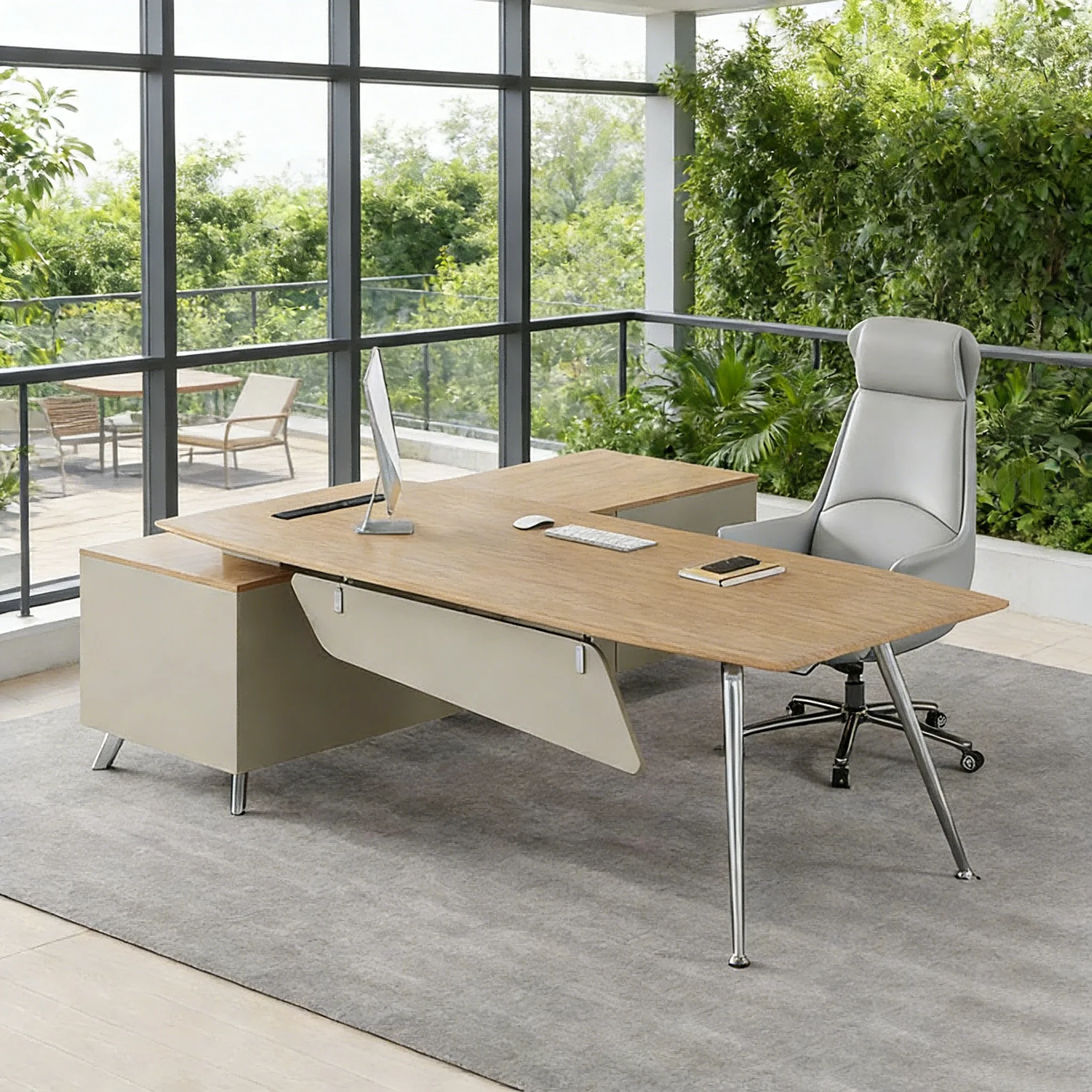 Modern Executive Office Desk Set Wood Durable Storage Commercial Office Furniture Factory Direct Supply