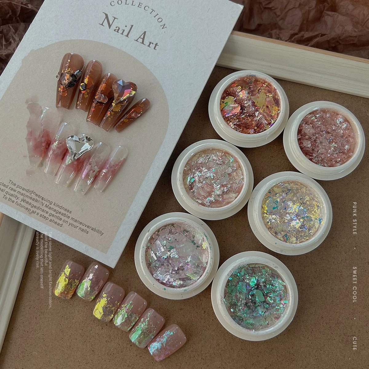 1Jar Aurora Nail Art Opal Glitter Powder Sparkly Iridescent Irregular Sequins Laser Festival DIY Manicure Cloud Brocade Flakes #