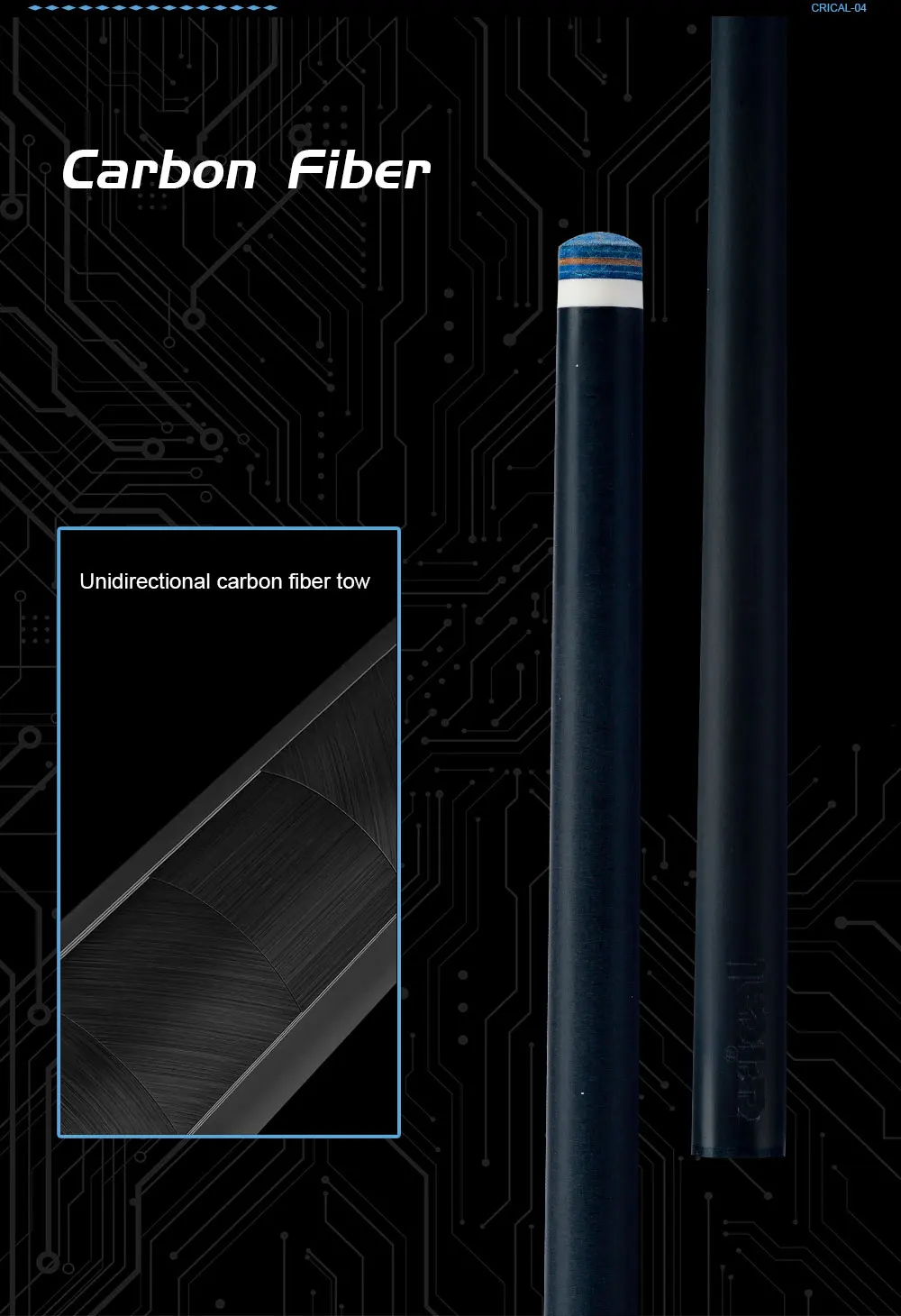 Carbonfaser-Billardqueue mit geringer Ablenkung, 12,5 mm Spitze, 3/8x8 Verbindung, 58 Zoll, Nine-Ball-Billardqueue, CRICAL CL-04 – Detail 6