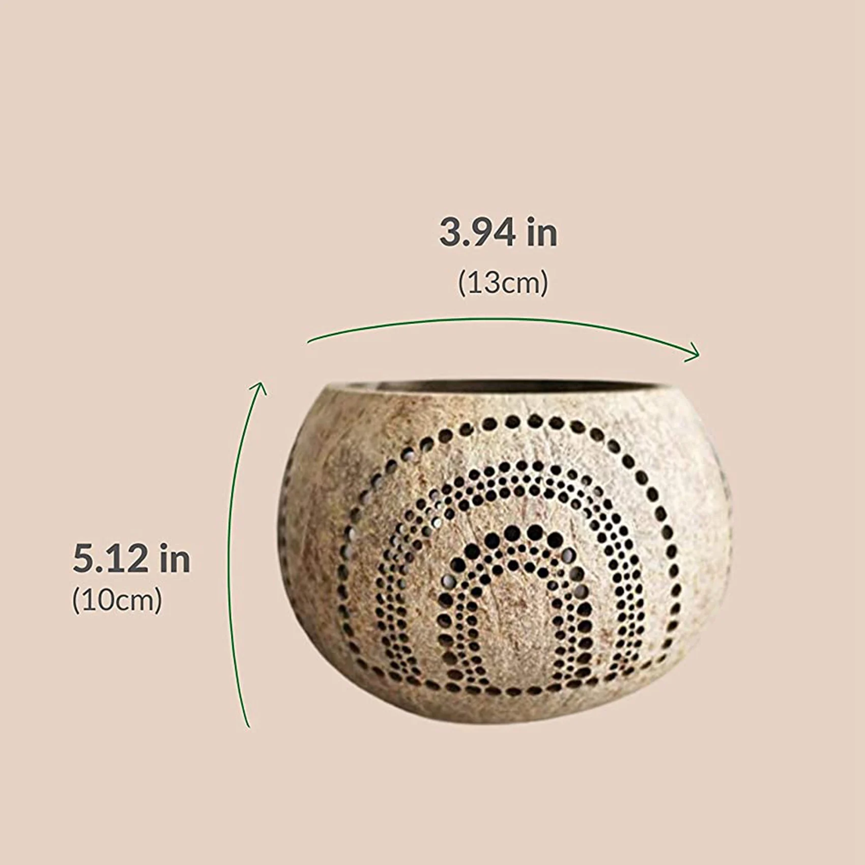 

AT13 Coconut Shell Wood Candle Holders (Set of 3) with Coconut Scented Tealight Candles - Boho Decor, Votive Candles Holders