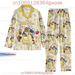 Disney Beauty And The Beast Pajama Set 3D Print Disney Casual Men's and Women's Long Sleeve Shirt Pajama Set Family Pajama Sets