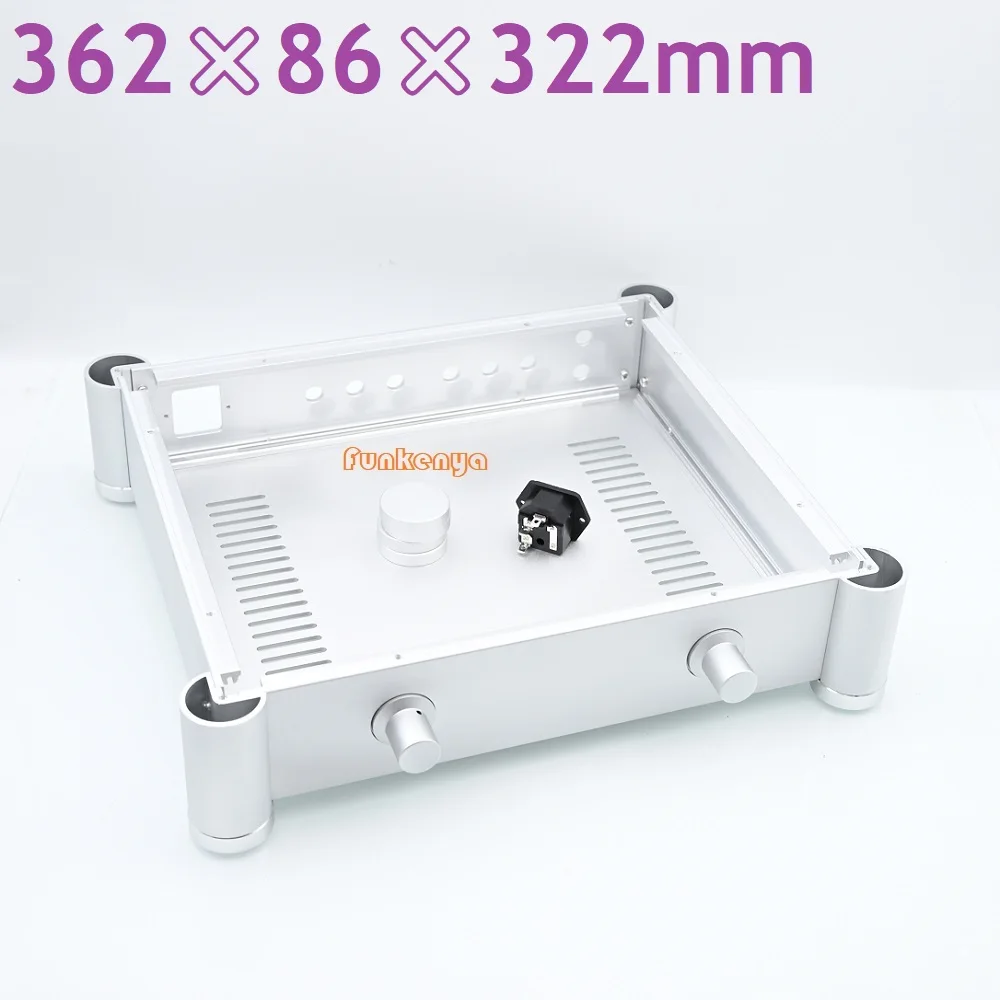 

W362 H86 D322 Sandblasting DIY Aluminum Power Amplifier Supply Case PSU Enclosure Curved Design Headphone Housing Rear Class Box