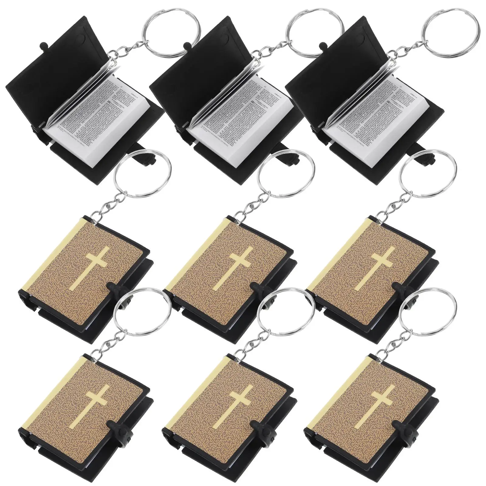 10 Uds llavero recuerdos pequeño forma católica anillo de la Biblia regalo de cumpleaños llavero religioso decoración libros