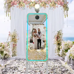 Weddings Party Photobooth Machines 40-inch Magic Mirror Photo Booth With Touch Screen Flash Lamp Flight Case