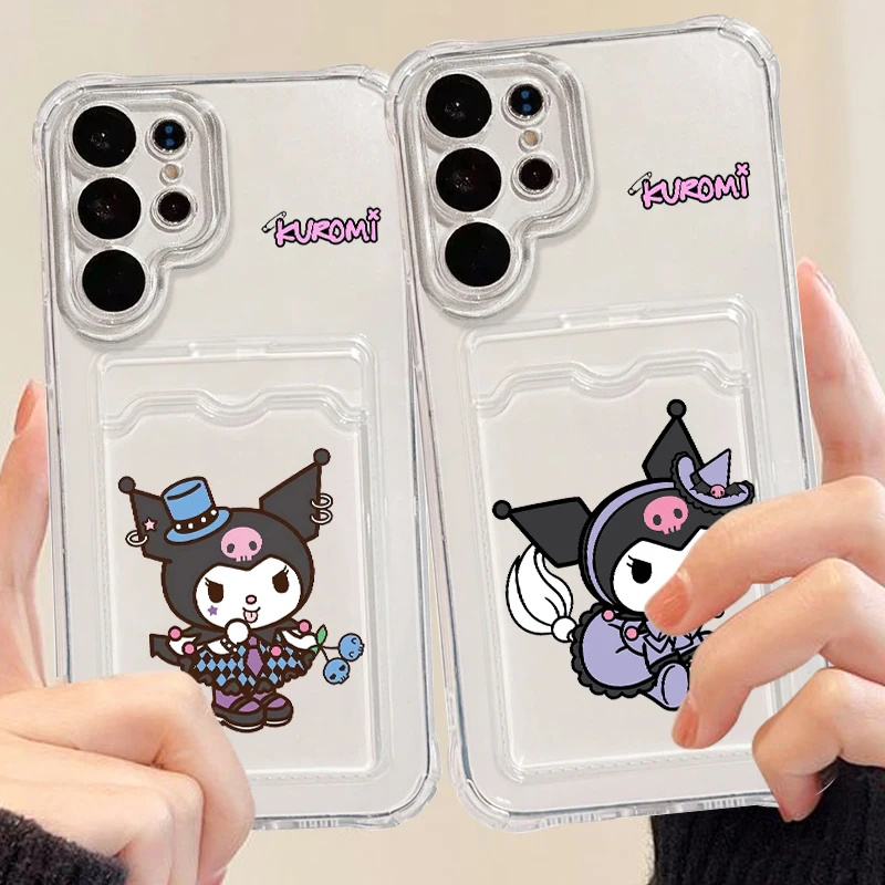 Kuromi Cool Art For Samsung A73 A72 A54 A71 A52 A53 A32 A22 A14 A13 A23 5G Photo Card Bag Transparent TPU Phone Case