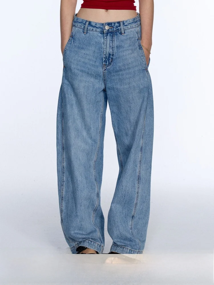 

Джинсы Gowirel из 100% хлопка, широкие, с эффектом похудения, винтажные, повседневные, универсальные, женские, с высокой талией, свободного кроя