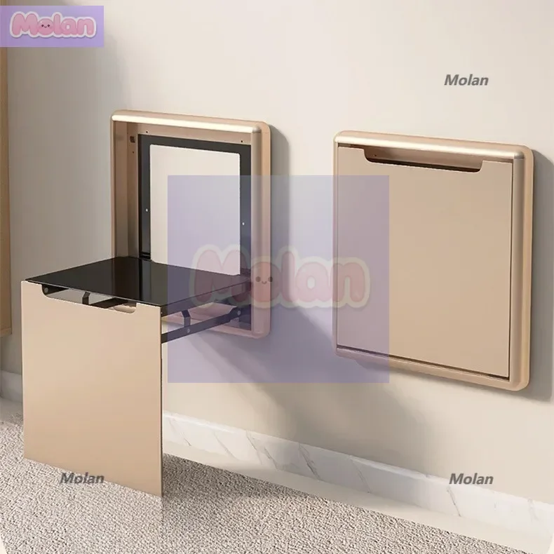 

Wall-mounted folding shoe changing entrance folding household door invisible shoe wall save space