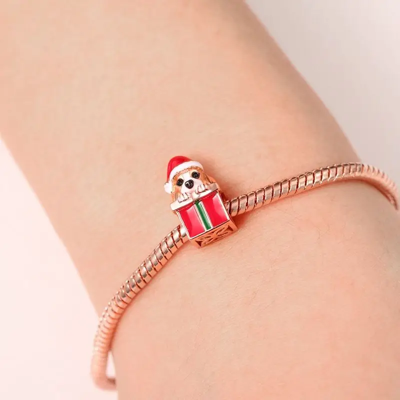 ชาร์มเงินแท้ 925 รูปแอปเปิ้ลสีแดง ซานตาคลอส สำหรับตกแต่งสร้อยข้อมือ สร้อยคอ จี้ ทำเครื่องประดับ DIY สำหรับผู้หญิง