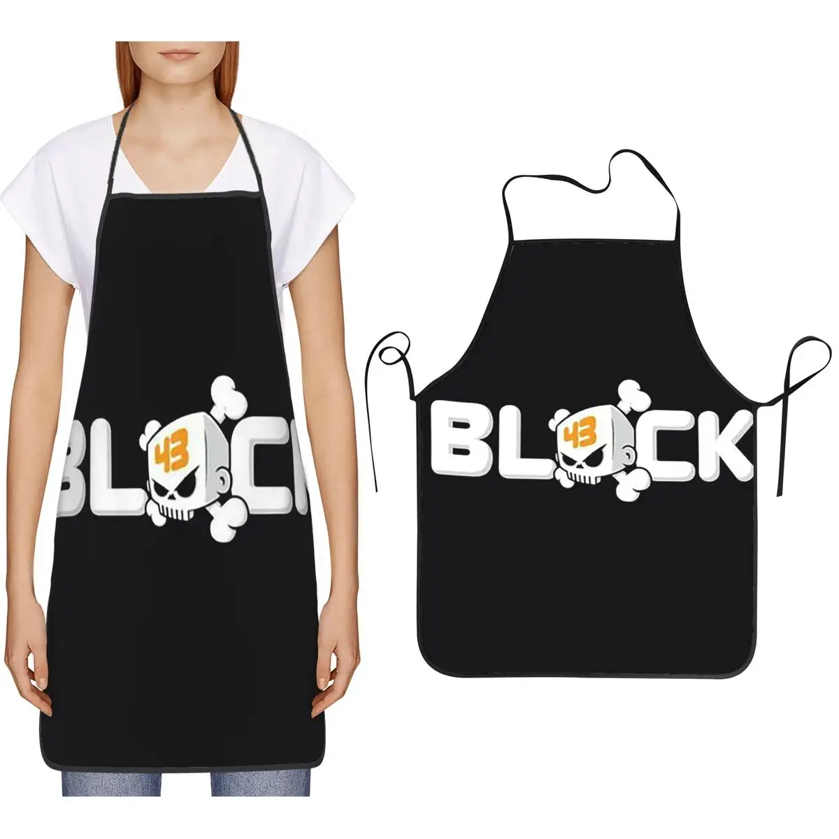 

Фартук-нагрудник Ken Block с акриловым рисунком черепа для шеф-поваров, для приготовления пищи, выпечки, уборки на кухне, для женщин и мужчин, для садоводства