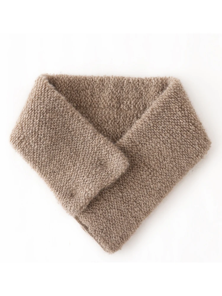 

100% Pure Cashmere Snood Women Teddy Bouclé Texture Neck Warmer Soft Warm Scarf with Snap Fasteners Mongolian Neck Gaiter