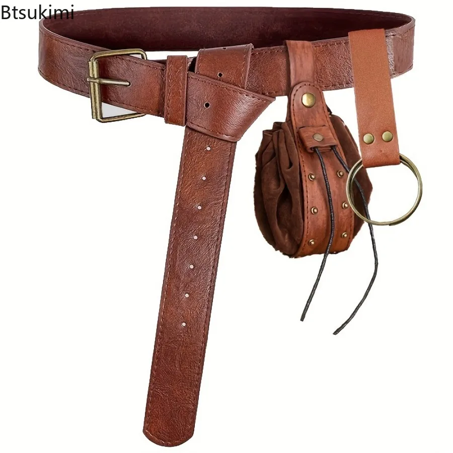 خمر حقيبة بحزام Steampunk حقيبة الهاتف القرون الوسطى عصر النهضة بولي حزام حزام جلد فاني حزم القراصنة تأثيري ازياء اكسسوارات للجنسين #2