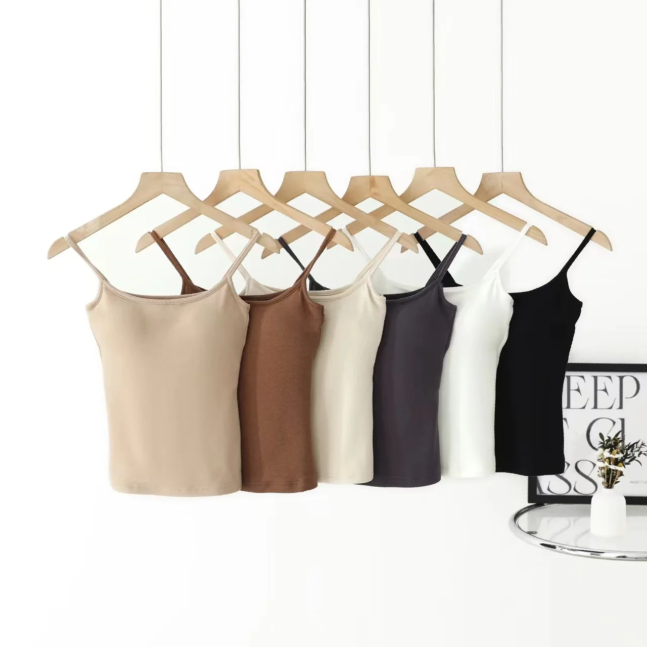 

2025 Spring Autumn and Winter New Grinding Integrated Removable Chest Pad Fine Belt Beautiful Back Pure Desire