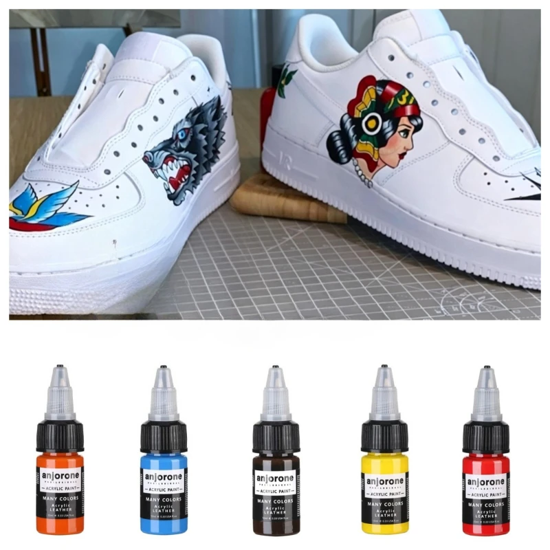 10ML Angelus Acrylic Leather Paint Pigment Sneaker Color Change Dye for Shoes Bag DIY Hand Painting Graffiti Airbrush