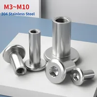 M3 M4 M5 M6 M8 M10 304 Stainless Steel Large Flat Hex Hexagon Socket Head Furniture Rivet Connector Insert Joint Sleeve Cap Nut