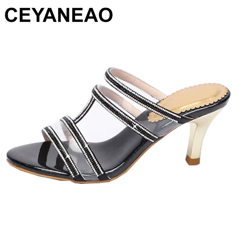 Sexy night club sandals women's thick heel Rhinestone women's shoes banquet shoes women's fashion etiquette shoes