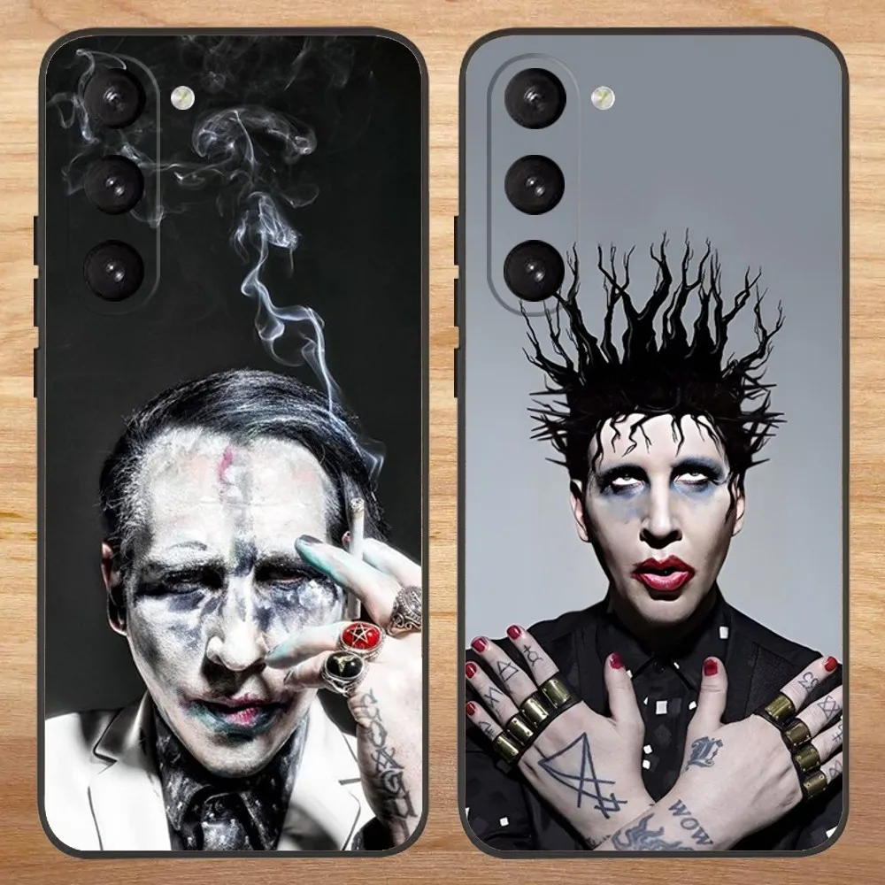 

Singer Marilyn Manson Phone Case For Samsung S23,23,22,30,21,10,9,Note20 Ultra,Lite,Ultra,5G,Plus,FE,Black Soft Case
