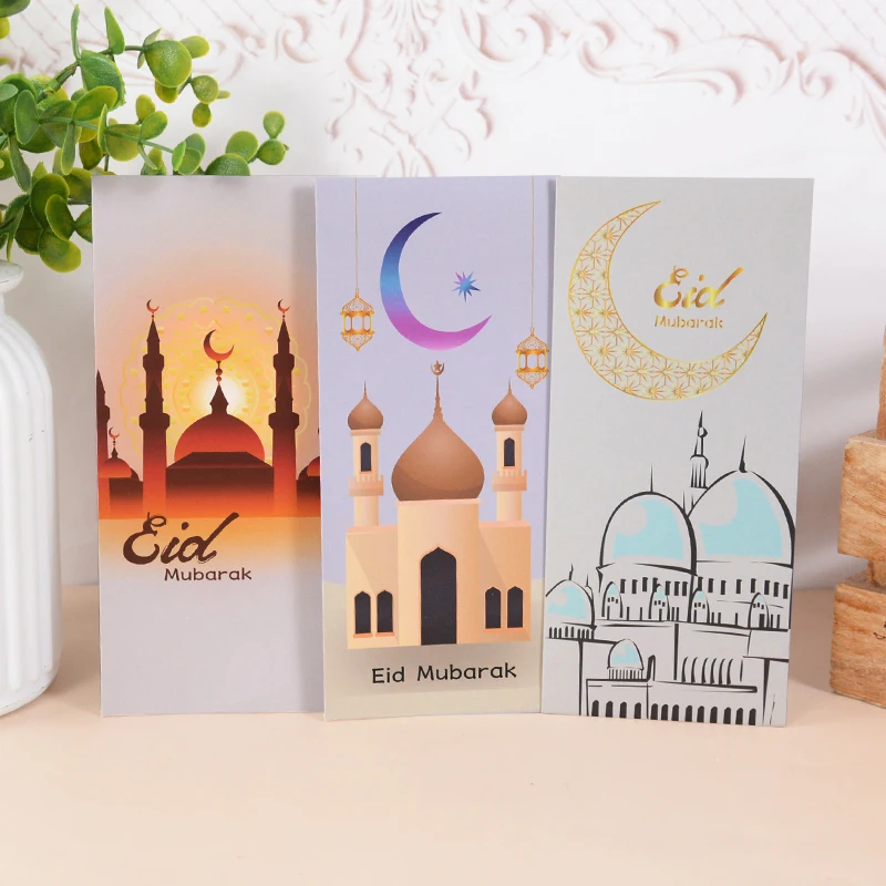 Eid Mubarak – lot de 6 enveloppes en papier pour cartes et billets, décoration du Ramadan Mubarak, cadeaux pour fêtes musulmanes islamiques de l\'aïd