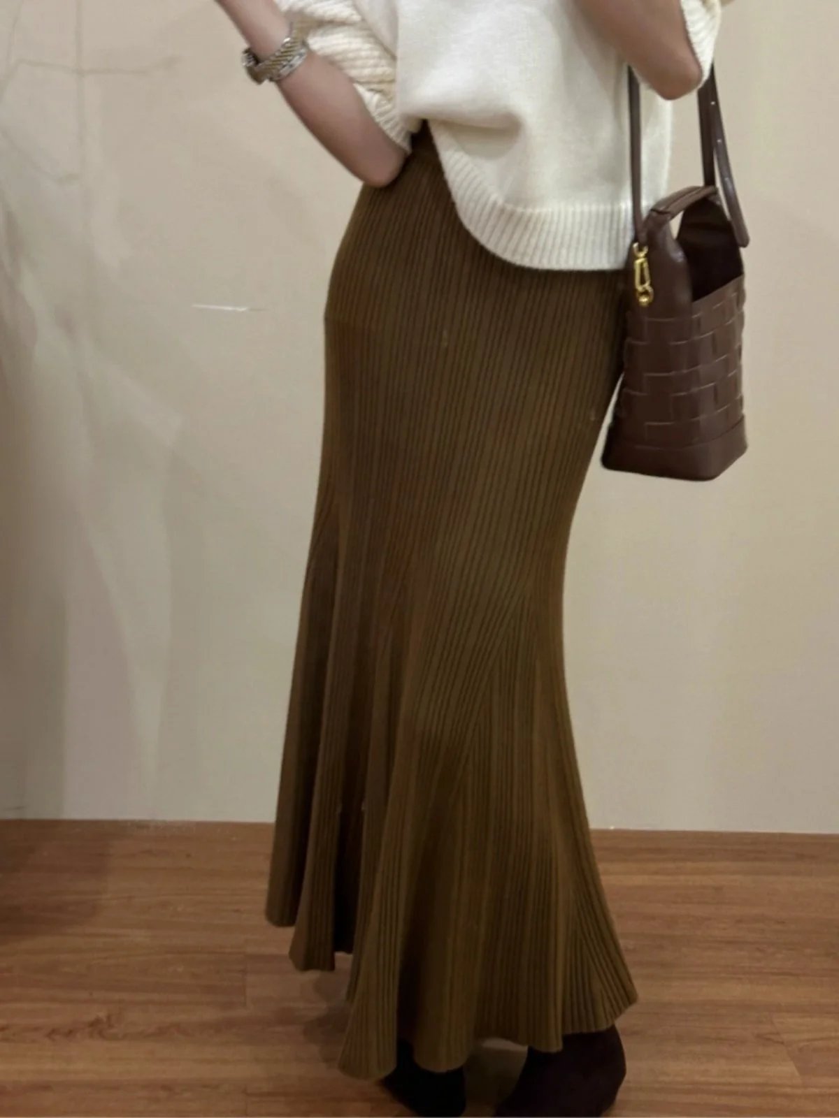 

Neadada Women's A-Line Long Skirt High Waist Fi Tail Design Autumn Winter Nylon Blend Comfortable Fit Commute Sle Tdk2572