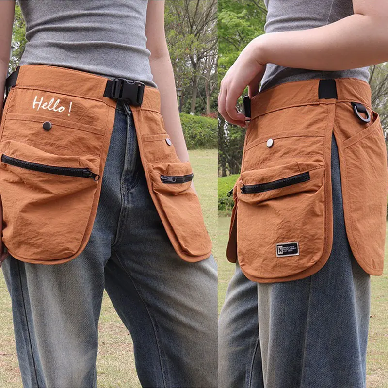 

Waterproof multi-functional multi-pocket waist bag large capacity zipper for running outdoor use wrap-around skirt makeup artist