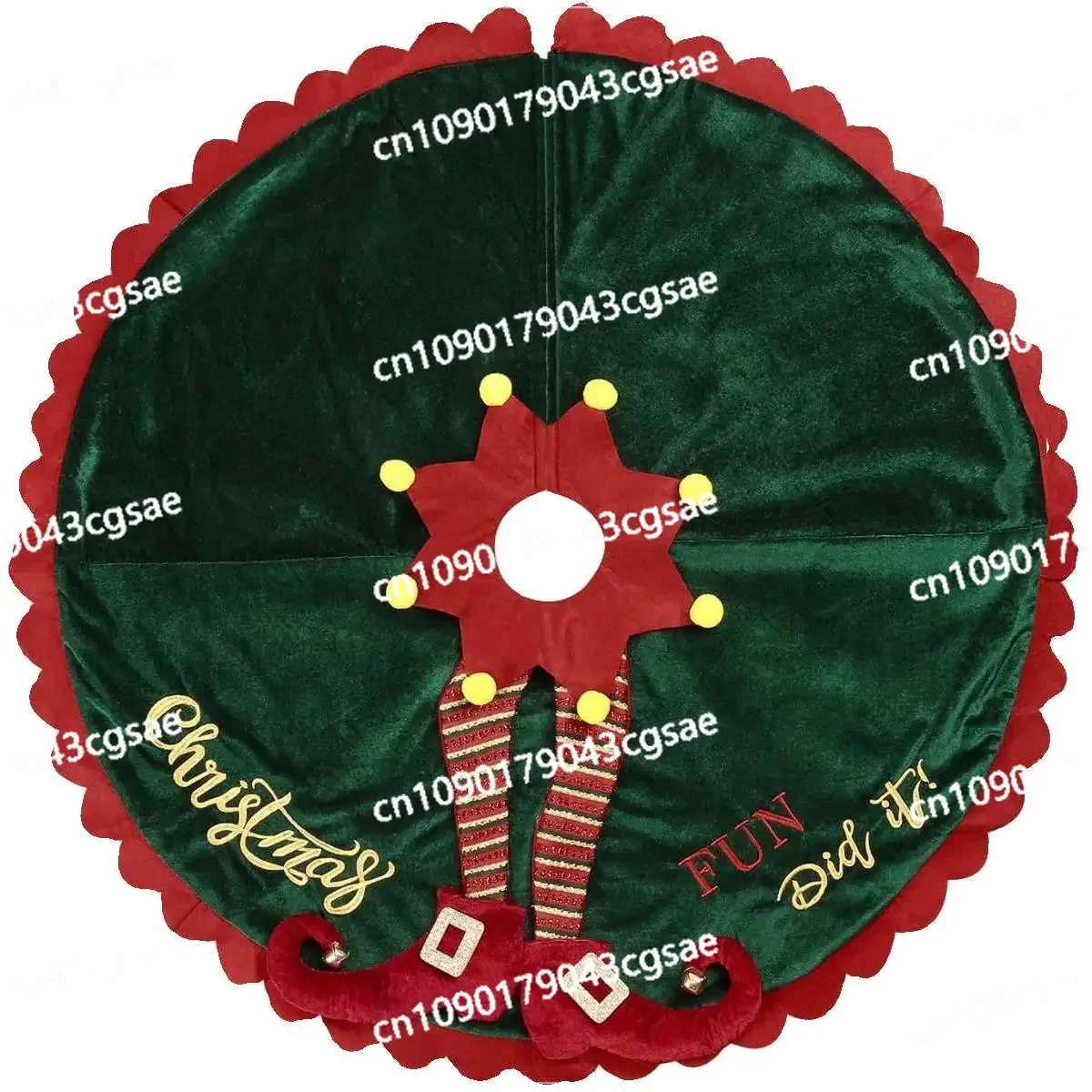 Christmas Tree Skirt Green Elf Legs Cute Creative Apron Velvet Plush Christmas Tree Floor Mat Scene Decoration