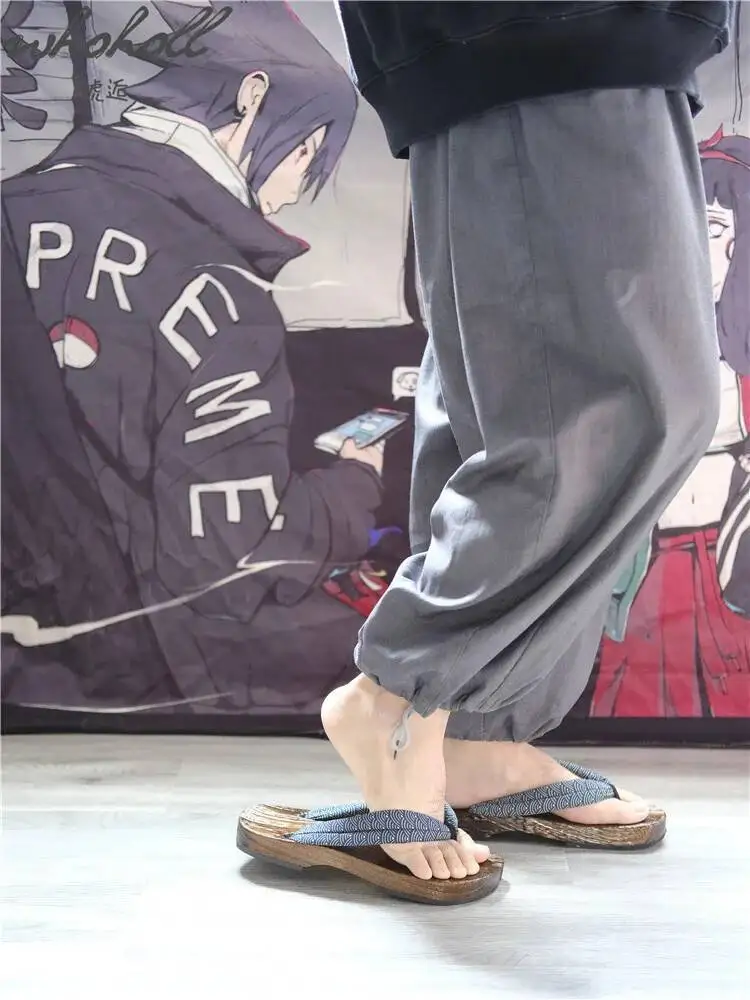 Geta – pantoufles d'été japonaises en bois pour hommes et femmes, tongs plates en bois, pantoufles de maison, sabots, chaussures, Costumes de Cosplay
