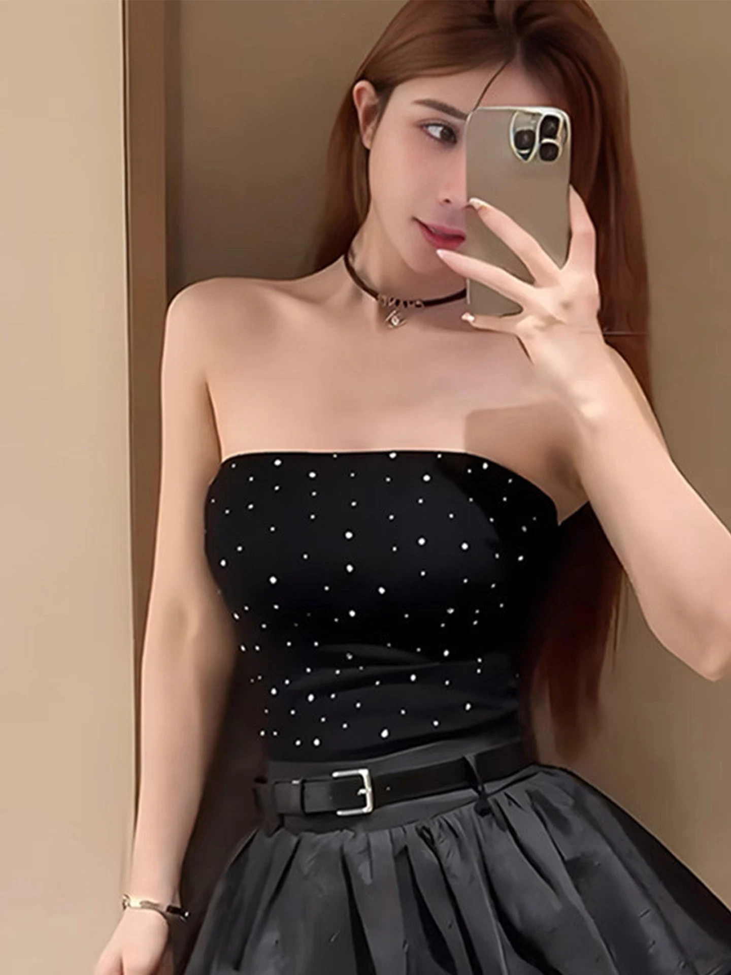 Summer Sexy ort Crop Top Diamond Embellied Slimming Women's Tank Top Base Layer Outerwear Strapl Vest Ci Walk Casual