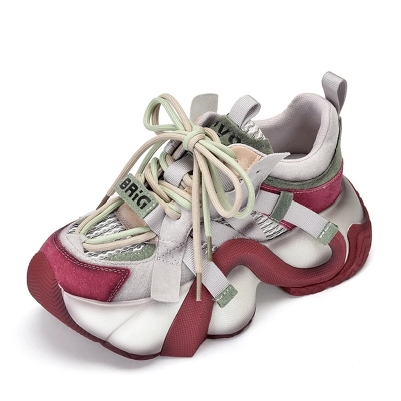 

2026 Women's Sneakers shoe Thick-soled breathable mesh chunky Dad shoes women Color-blocked Fashion casual frail shoes