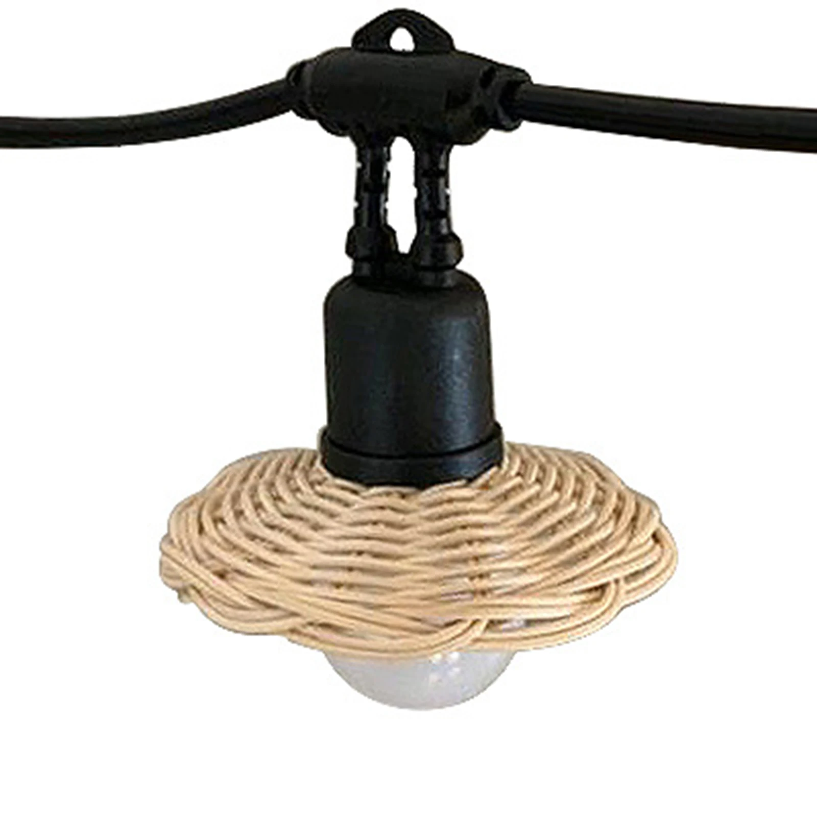 Rattan Woven Lamp Shade Ceiling Hanging Light Pendant Light Cover Vintage Style Lampshade for Kitchen Dining Room Cafe Outdoor