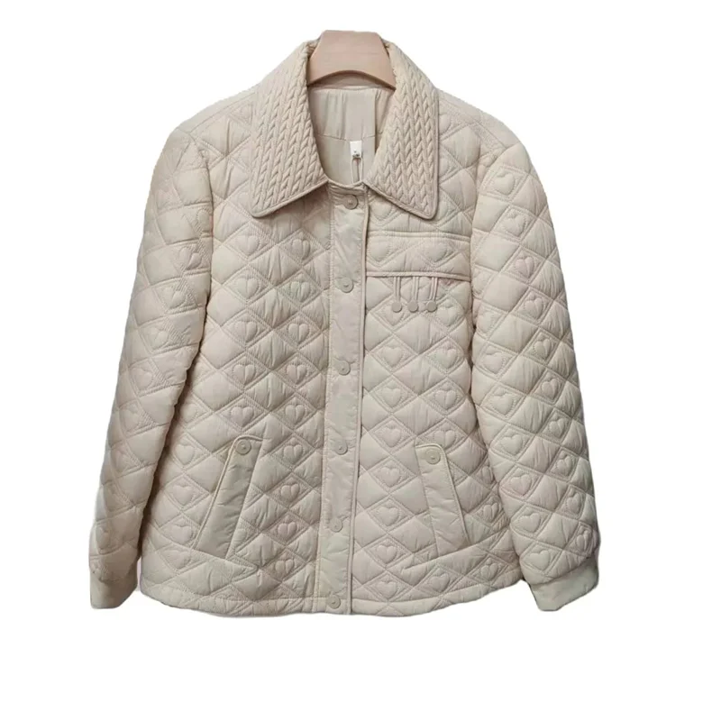 Chaqueta acolchada de algodón ligera para mujer, Parkas cortas con diamantes, Abrigo acolchado de algodón cálido, Top suelto para mujer, nueva moda de invierno 2024