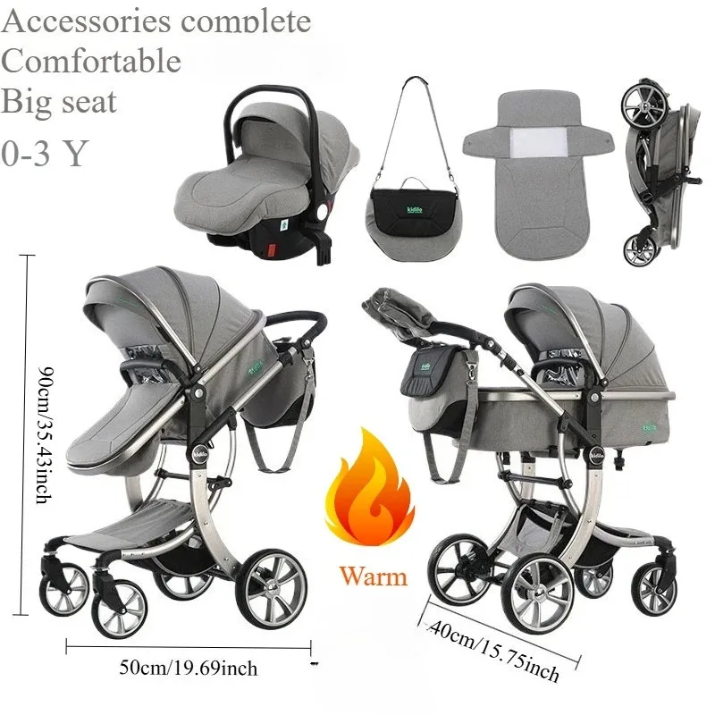 

High Landscape 2 in 1 with Basket Baby Trolley Walking Artifact Stroller Pram