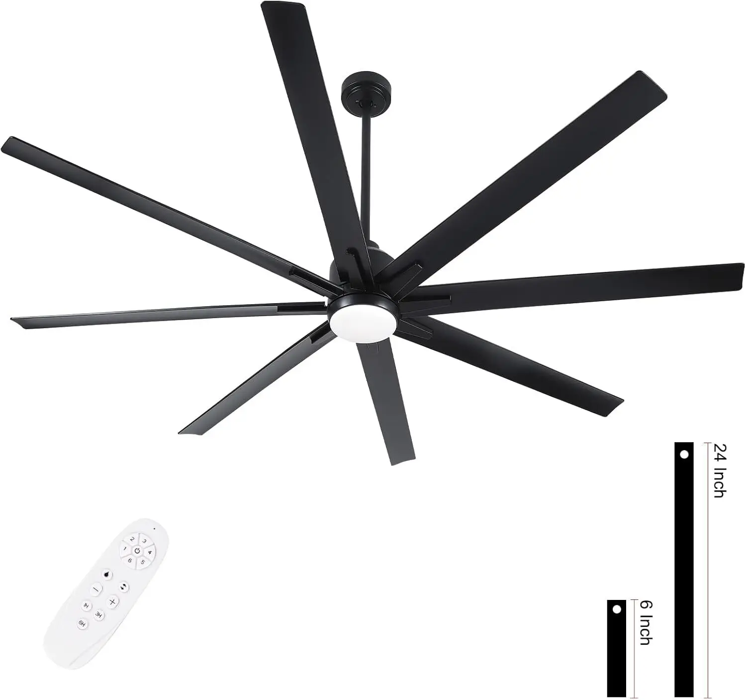 72 Inch Large Ceiling Fan with Light and Remote Control.6 Speed Reversible DC Motor,   -Color Temperature LED.Bl