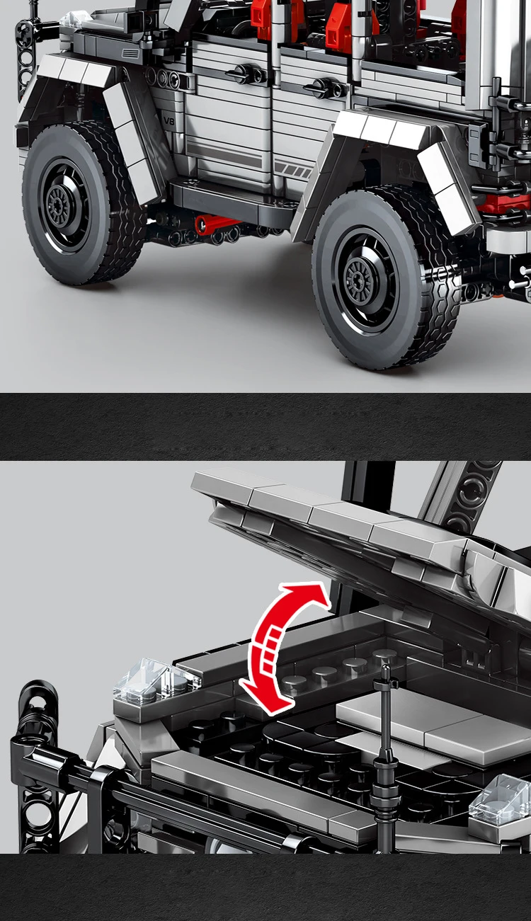 Technisches Deutschland-Stadt-Fahrzeug-Baustein-Set im Maßstab 1:14, Mercedes-Benz G63, Konstruktionsmodell, Bausteine, Spielzeug, Sammlerstück, ideal als Geschenk. – Detail 4