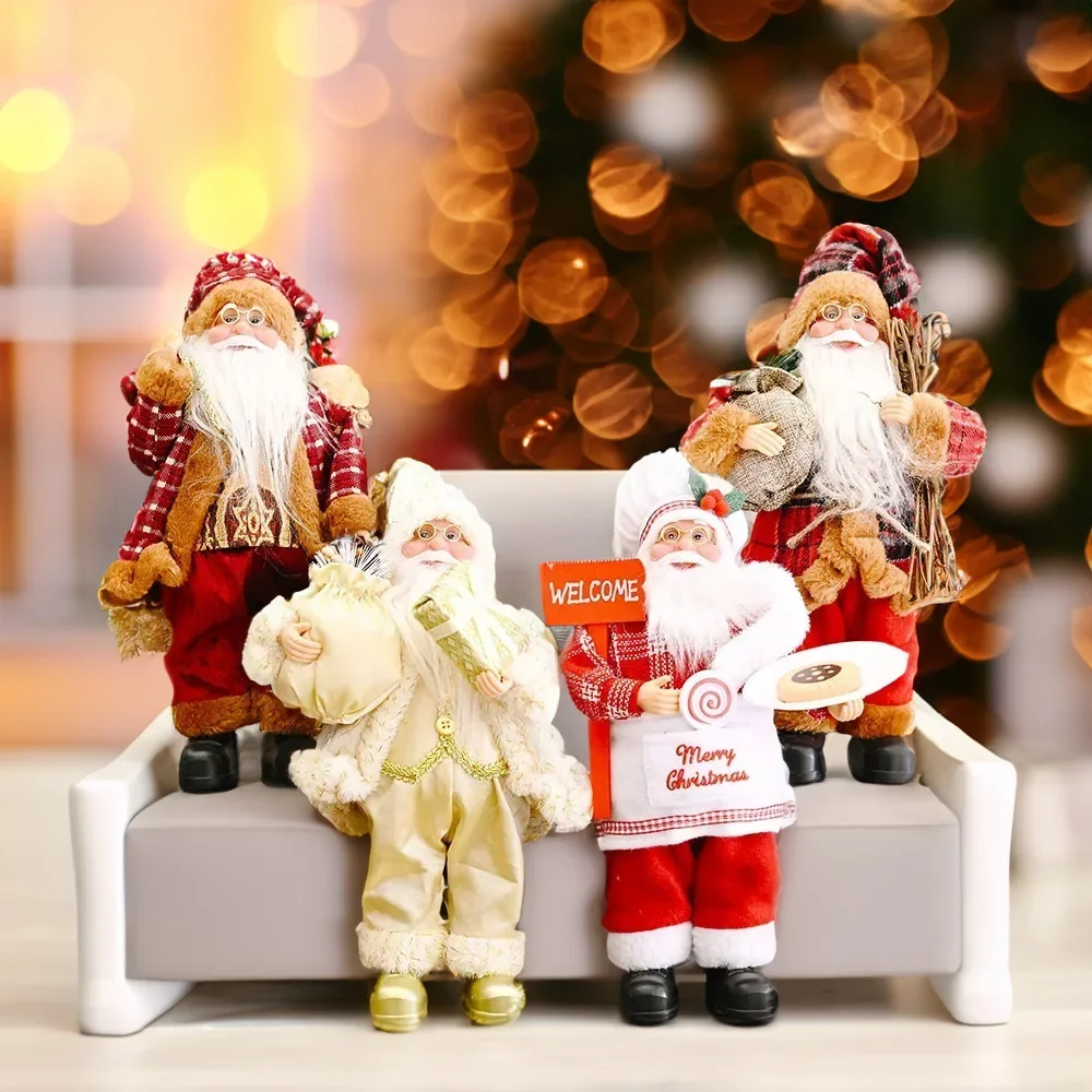 Santa Claus Figurine Doll Children Xmas Gift Christmas Tree Decorations 2024 Navidad Home Party Supplies Figure Xmas Ornaments